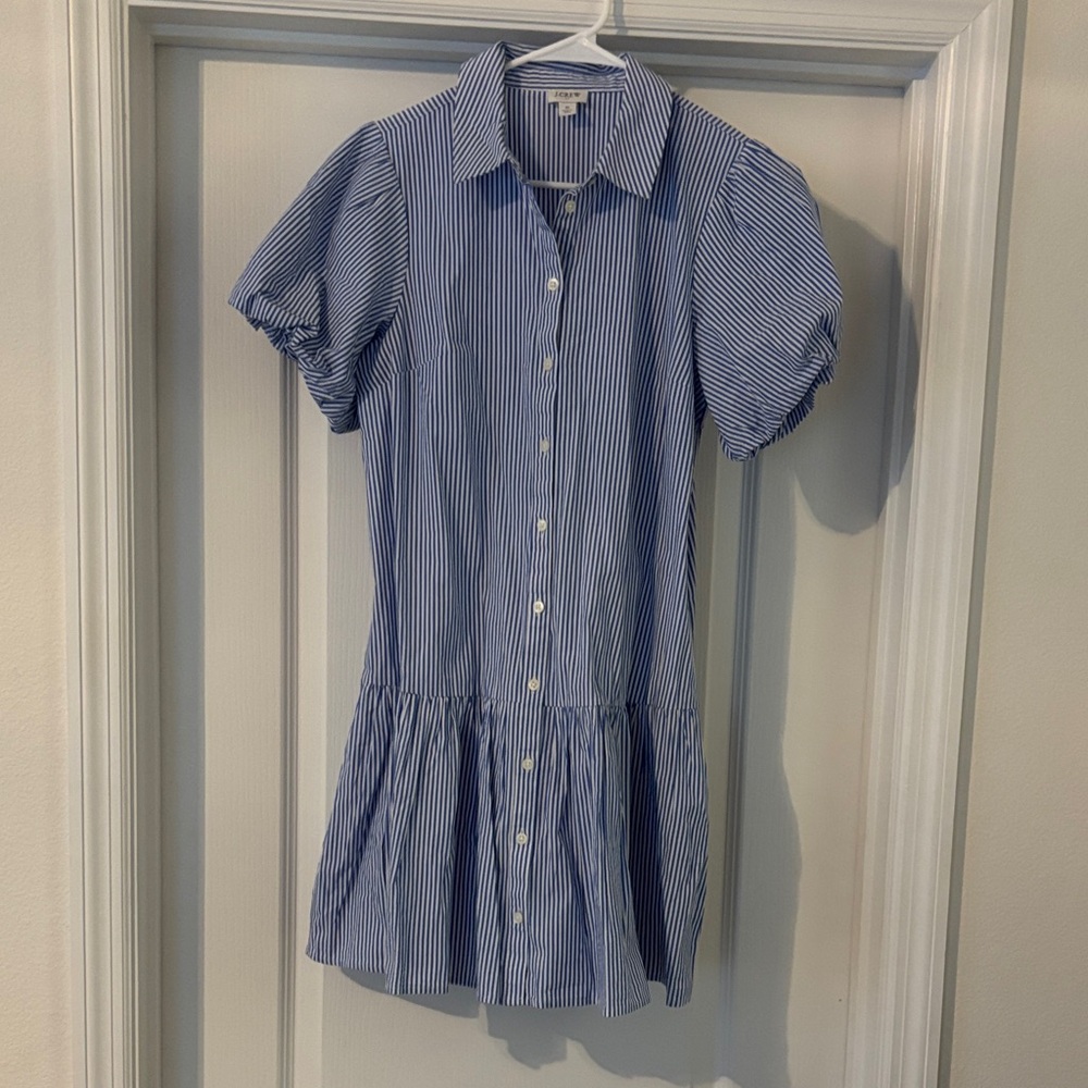 J. Crew Blue and White Striped Button-Up Shirt